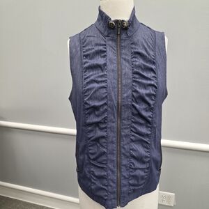 Chico's Zenergy Neema Indigo Rouched Front Women's Blue Vest